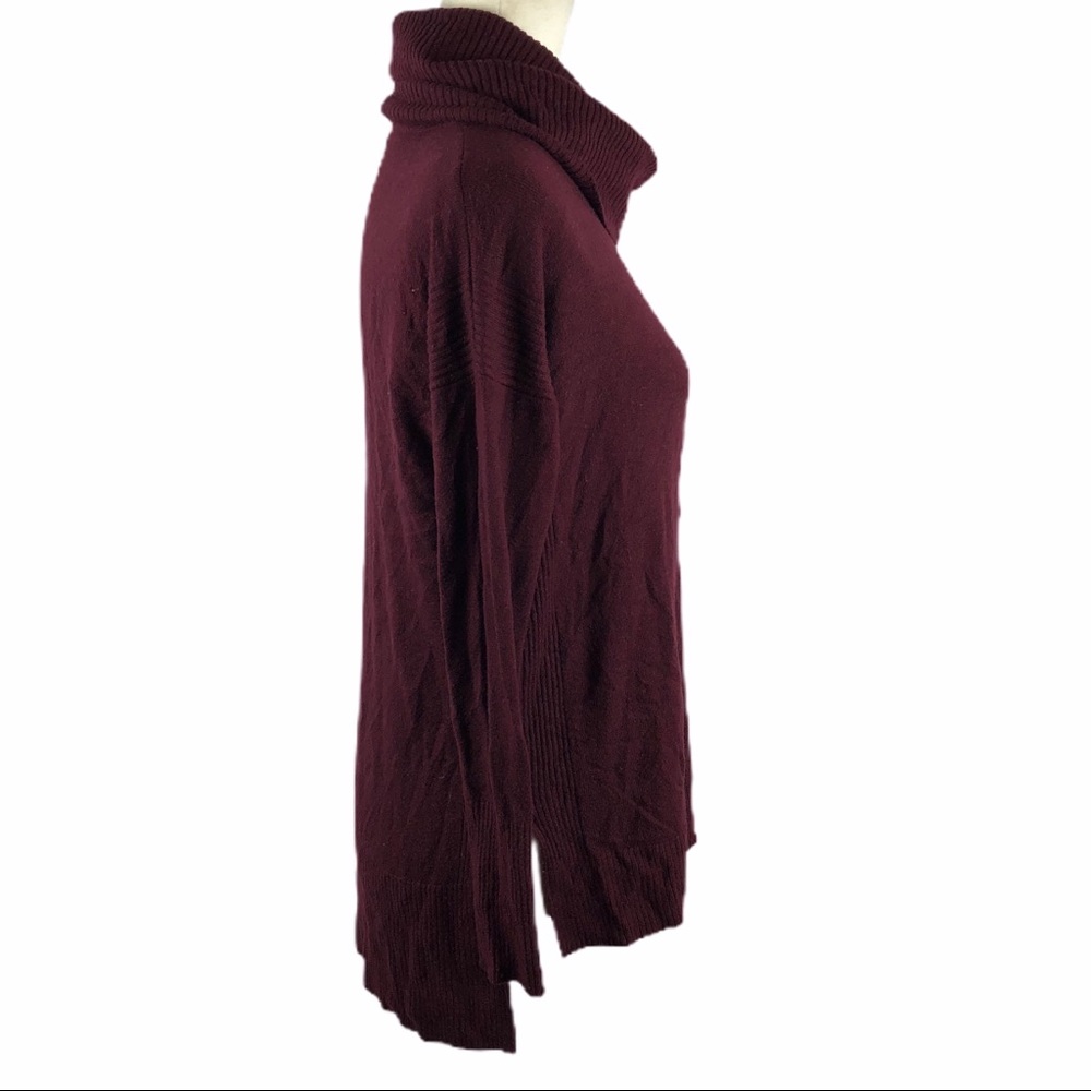 Cupio Burgundy Cashmere Blend Turtleneck Sweater - Picture 4 of 8